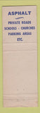 Matchbook Cover - Drive Way Blacktop Asphalt Palos Park IL