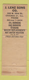 Matchbook Cover - J Lenz Sons Coal Fuel Oil Chicago IL WEAR