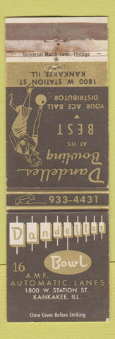 Matchbook Cover - Danelles Bowling Kankakee IL girlie WEAR
