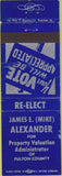 Matchbook Cover - James Alexander Acessor Fulton County