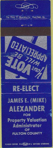 Matchbook Cover - James Alexander Acessor Fulton County