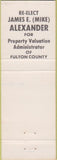 Matchbook Cover - James Alexander Acessor Fulton County