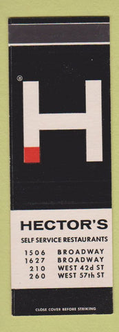 Matchbook Cover - Hector's Restaurants New York City SAMPLE