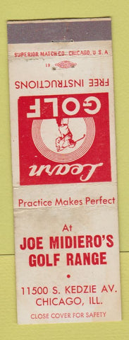 Matchbook Cover - Joe Midiero's Golf Range Chicago IL WEAR