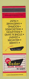 Matchbook Cover - Bader Building Materials Gary IL SAMPLE