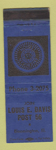 Matchbook Cover - American Legion Louis E Davis Post Bloomington IL
