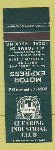 Matchbook Cover - Motor Express Chicago IL Clearing Industrial Club SAMPLE