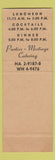 Matchbook Cover - Tom Brown's New York City SAMPLE restaurant