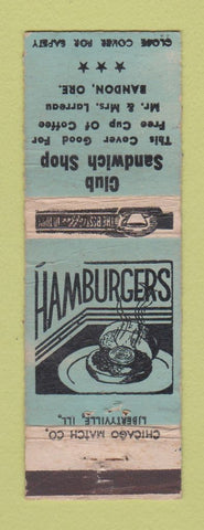 Matchbook Cover - Club Sandwich Shop Bandon OR