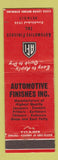 Matchbook Cover - Automotive Finishes Detroit MI