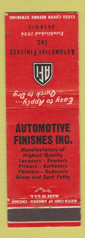 Matchbook Cover - Automotive Finishes Detroit MI
