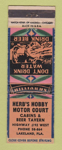 Matchbook Cover - Herb's Hobby Motor Court Lakeland FL WEAR