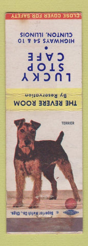 Matchbook Cover - Lucky Stop Cafe Clinton IL Terrier