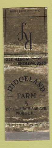 Matchbook Cover - Ridgeland Farm Worth IL WORN