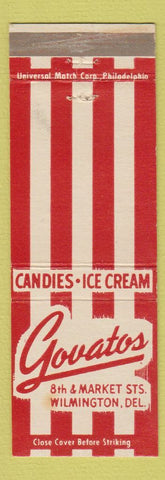 Matchbook Cover - Govatos Candy Ice Cream Wilmington DE
