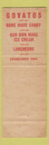 Matchbook Cover - Govatos Candy Ice Cream Wilmington DE