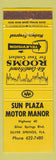 Matchbook Cover - Sun Plaza Motor Manor Silver Springs FL