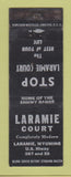 Matchbook Cover - Laramie Court Motel WY WEAR