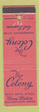 Matchbook Cover - The Colony Delray Beach FL Kennebunkport ME WEAR