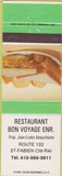 Matchbook Cover - Restaurant Bon Voyage St Fabien Cte Riki
