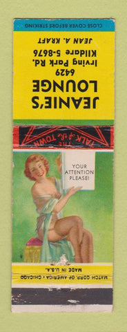 Matchbook Cover - Jeanie's Lounge Chicago IL pinup WEAR