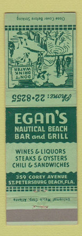 Matchbook Cover - Eagle's Nautical Beach Bar St Petersburg FL