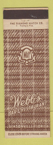 Matchbook Cover - Webb's Bar Restaurant Jacksonville FL