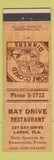 Matchbook Cover - Bay Drive Restaurant Largo FL