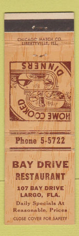 Matchbook Cover - Bay Drive Restaurant Largo FL
