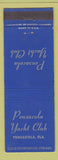 Matchbook Cover - Pensacola Yacht Club FL