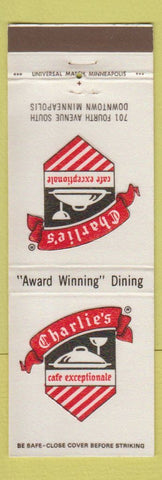 Matchbook Cover - Charlie's Cafe Exceptionale Minneapolis MN