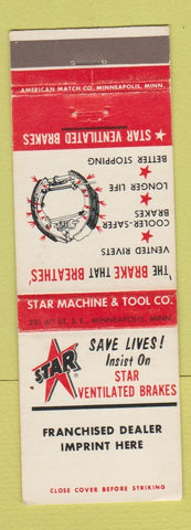Matchbook Cover - Star Ventilated Brakes Minneapolis MN