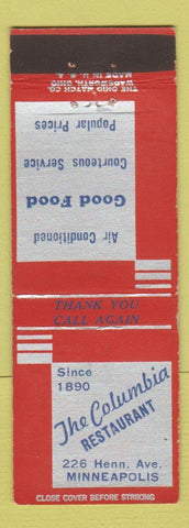 Matchbook Cover - Columbia Restaurant Minneapolis MN