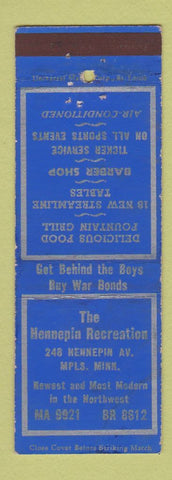 Matchbook Cover - Hennepin Recreation Minneapolis MN