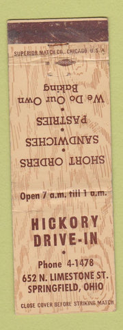 Matchbook Cover - Hikcory Drive In Springfield OH