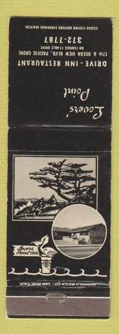 Matchbook Cover - Lovers' Point Drive Inn Restaurant Pacific Grove CA