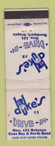 Matchbook Cover - Duke's Drive In Reedsport OR WORN
