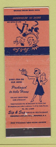Matchbook Cover - Sip & Sup Drive In Springfield NJ girlie
