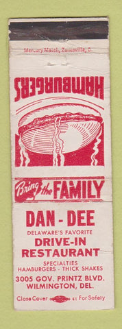 Matchbook Cover - Dan Dee Drive In Restaurant Wilmington DE WEAR