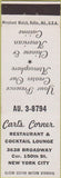 Matchbook Cover - Carl's Corner restaurant New York City