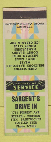 Matchbook Cover - Sargent's Drive In