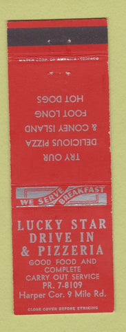 Matchbook Cover - Lucky Star Drive Inn Pizza MI