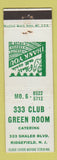 Matchbook Cover - 333 Club Green Room Ridgefield NJ