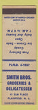 Matchbook Cover - Smith Bros Grocery Deli Plainfield NJ