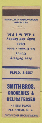 Matchbook Cover - Smith Bros Grocery Deli Plainfield NJ