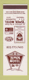 Matchbook Cover - Tyrol Motel Killington VT