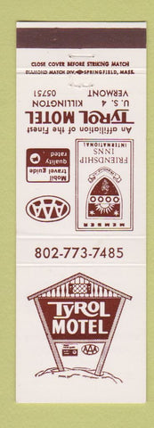 Matchbook Cover - Tyrol Motel Killington VT