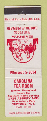 Matchbook Cover - Carolina Tea Room Neptune NJ