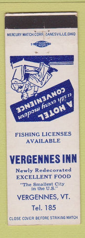 Matchbook Cover - Vergennes Inn VT