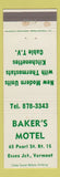 Matchbook Cover - Baker's Motel Essex Junction VT WEAR